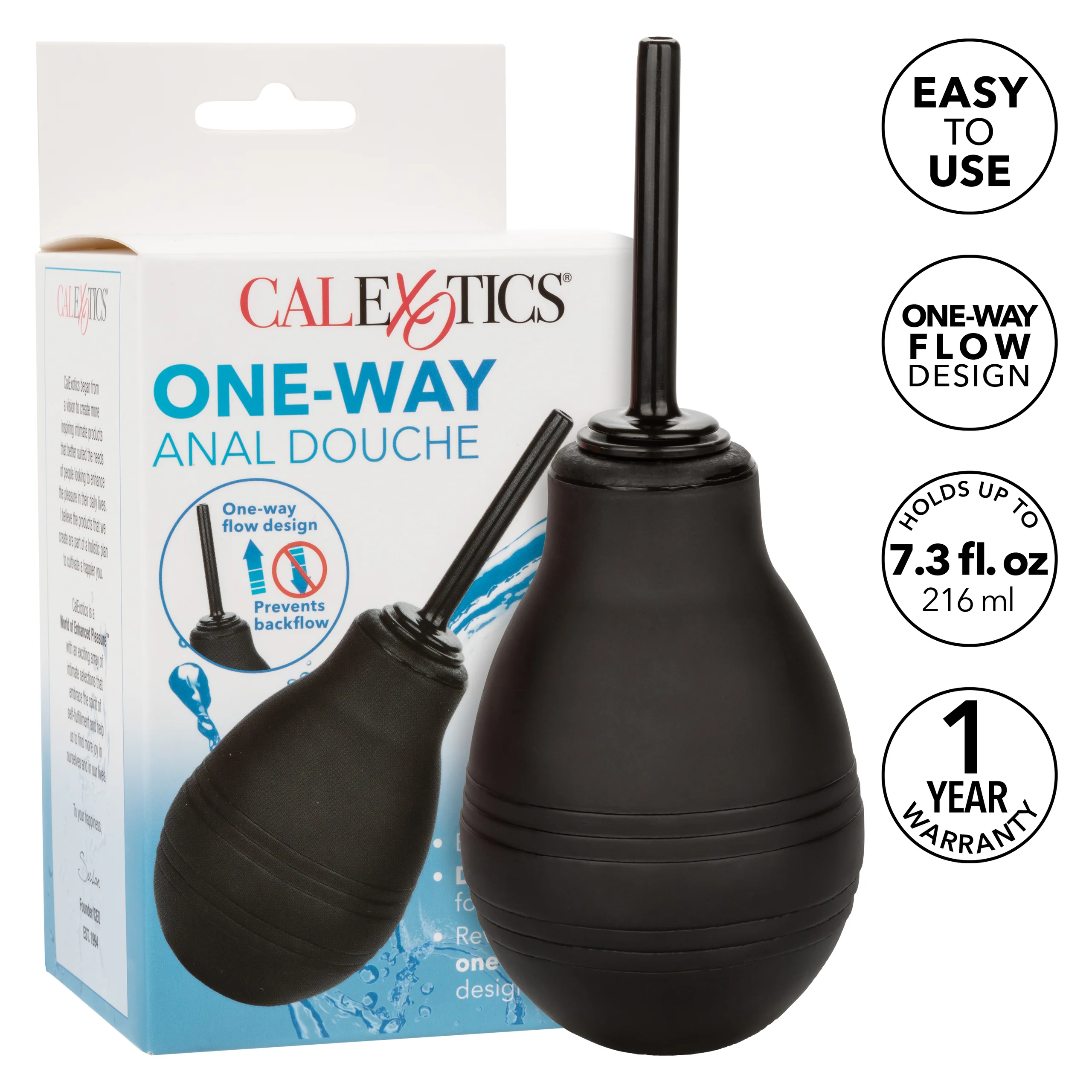 California Exotic One-Way Anal Douche With Leak-Proof Nozzle and 7.3 fl oz Bulb