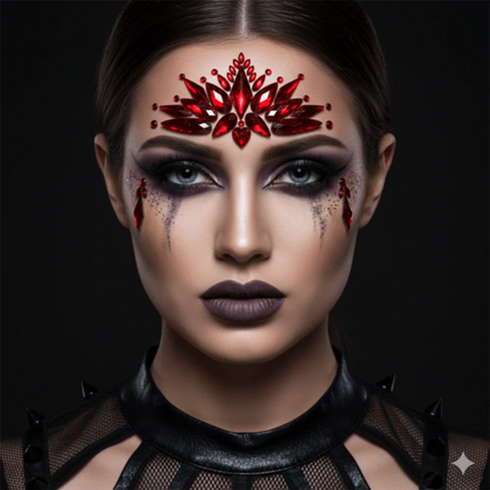 Neva Nude Demonica Red Crystal Tiara Face Sticker