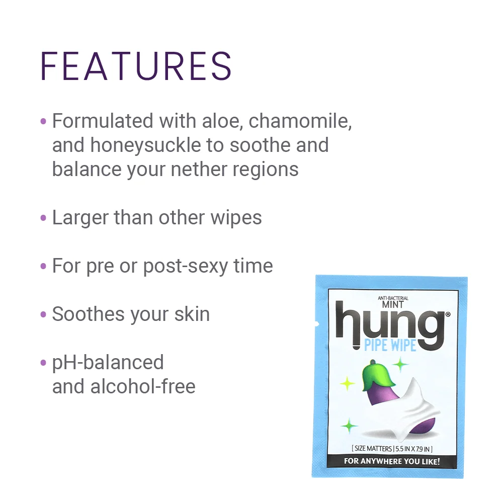 HUNG Pipe Wipes 16 Count for Men, Travel-Friendly Hygiene Wipes
