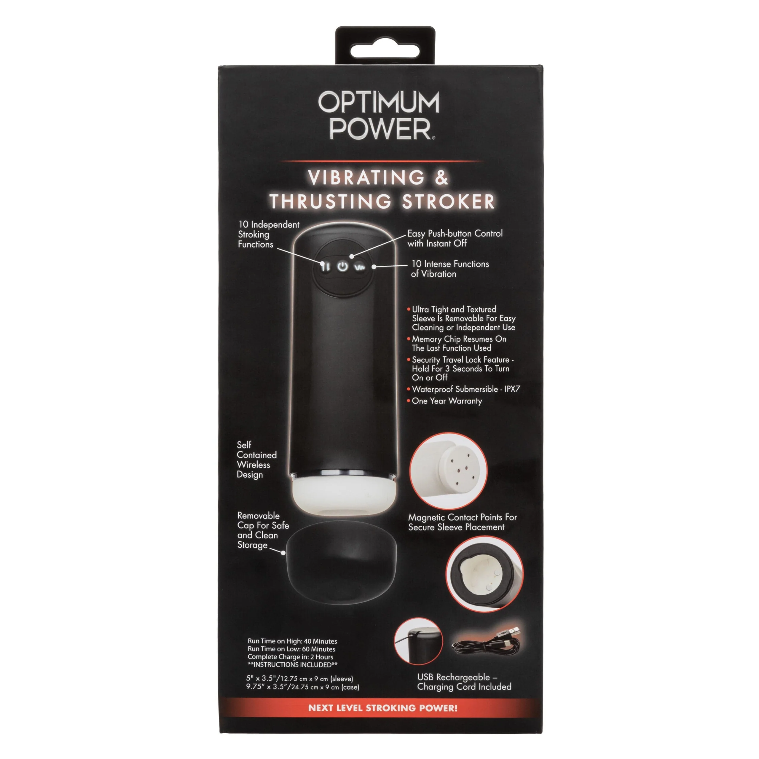 Optimum Power Vibrating & Thruster Stroker Rechargeable Masturbator