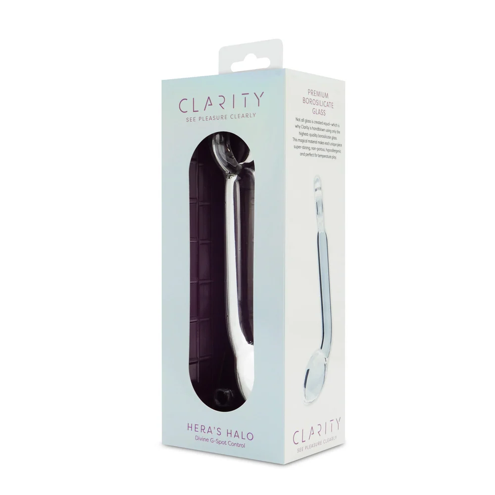 Clarity Hera's Halo 6-Inch Borosilicate Glass Dildo with Circular Handle