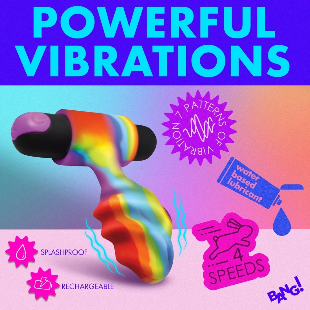 Bang! Vibrating Rainbow Corkscrew Butt Plug