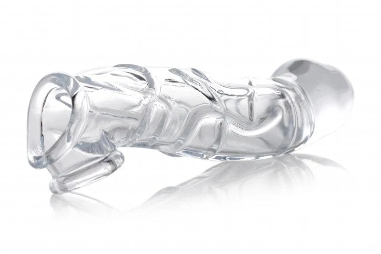 Size Matters 2 Inch Penis Extender Sleeve in Clear with Realistic Texture