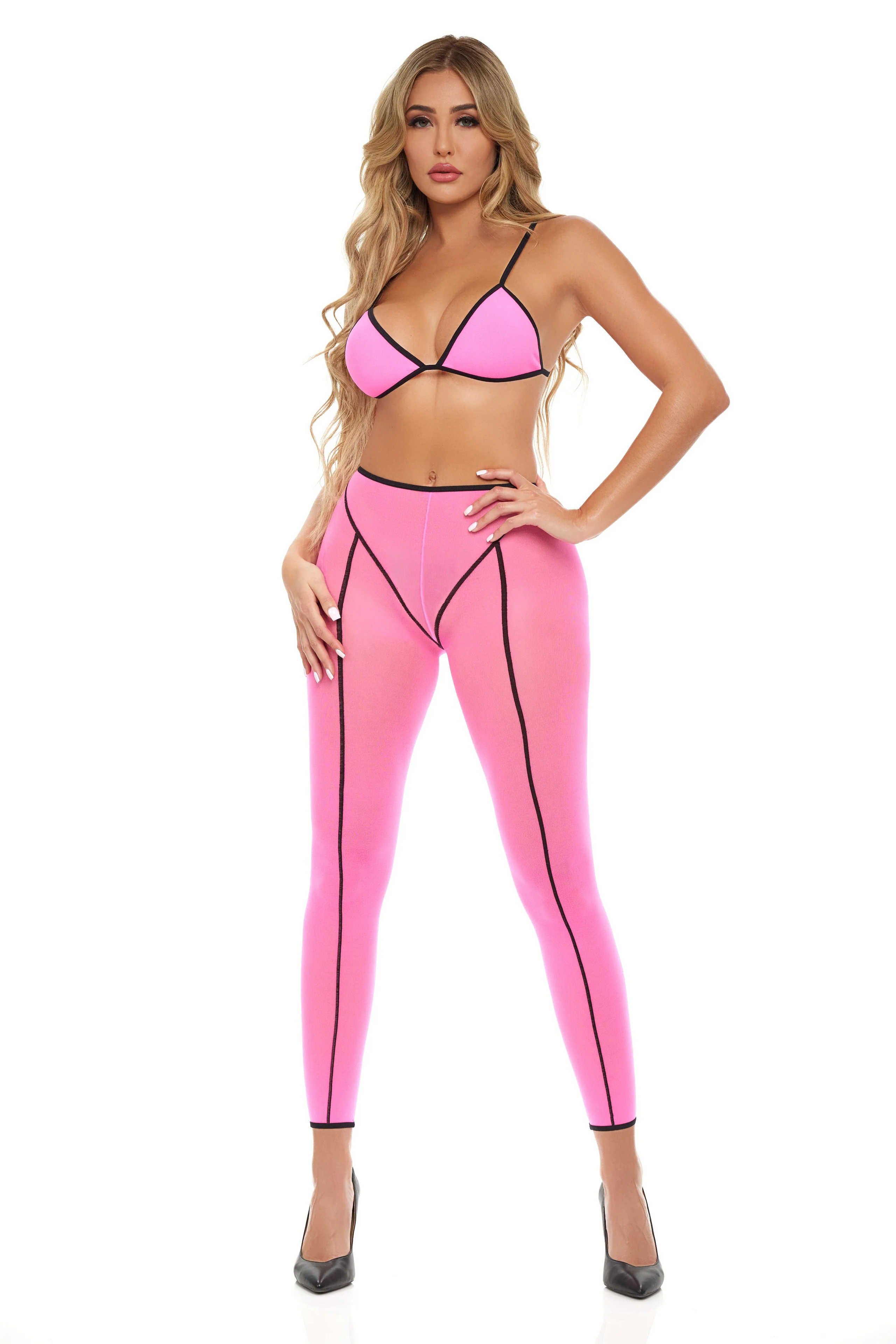 Pink Lipstick Double Vision 2Pc Bra Set - Pink