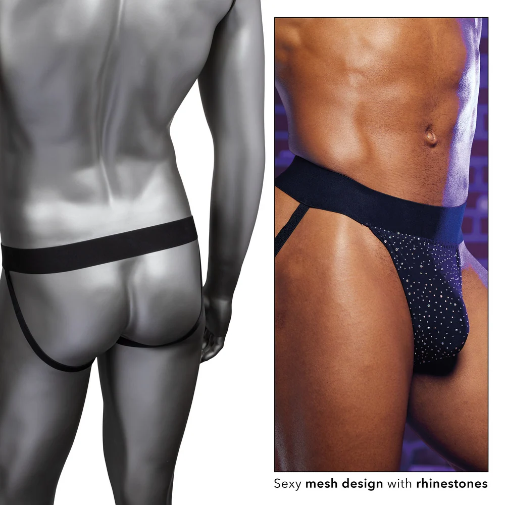 Radiance for Him Jock Strap with Breathable Mesh and Rhinestones