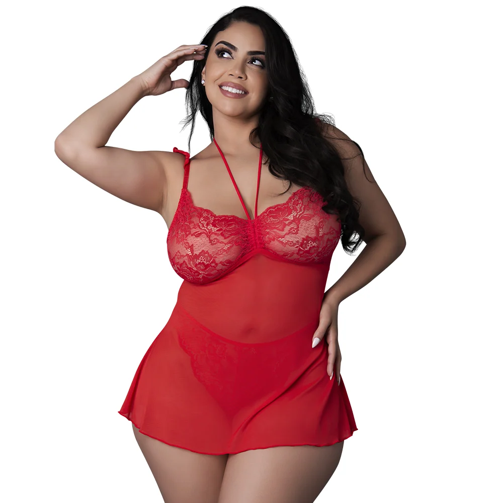 Sugar High Sheer Mesh Babydoll and Thong Set