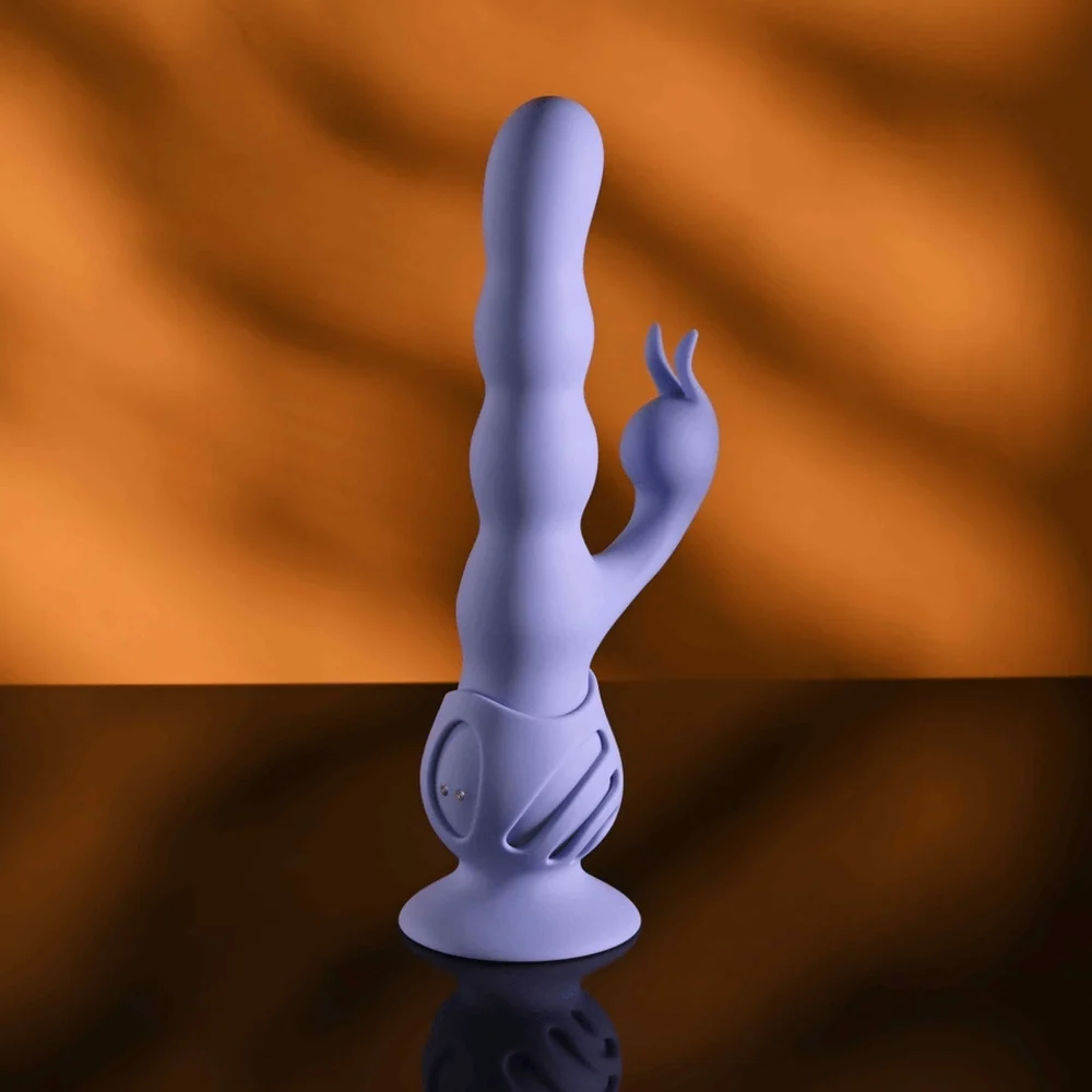 Evolved Wiggly Bunny 紫色旋转兔形振动棒（带吸盘底座）