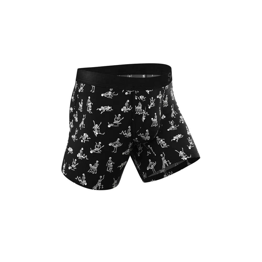 Bare Back Bones Glow in the Dark Skeleton Ball Hammock Pouch Underwear With Fly