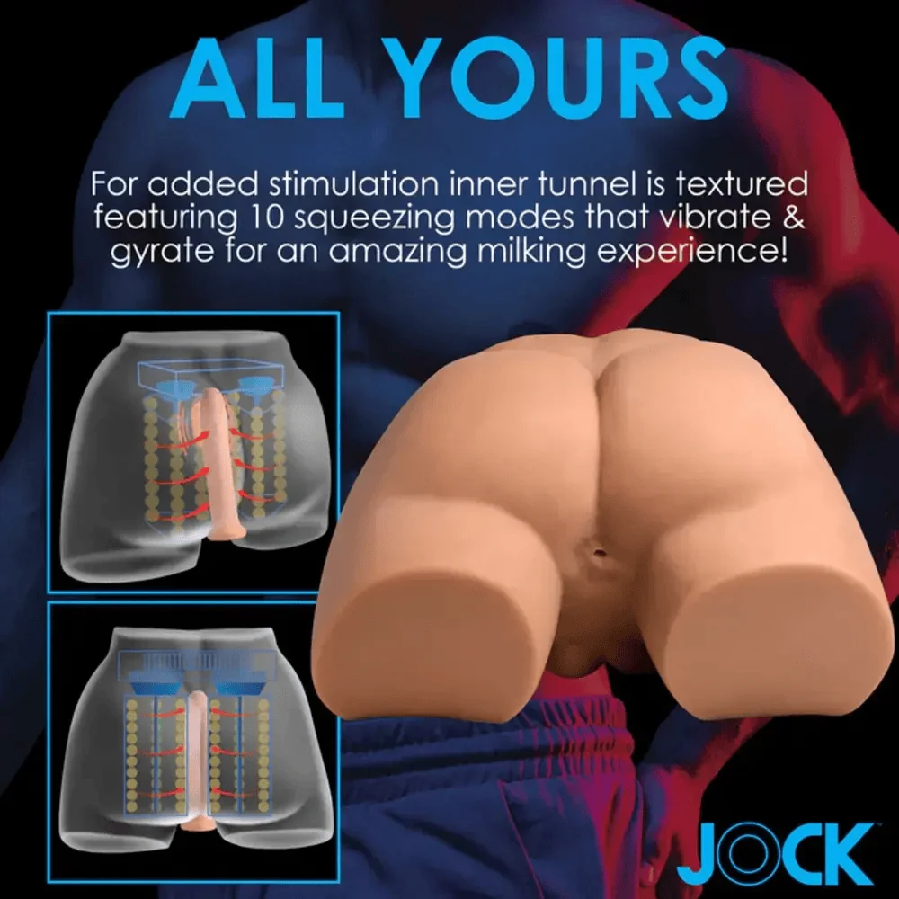 Jock Auto-Squeezing and Vibrating Male Masturbator with Poseable Dildo