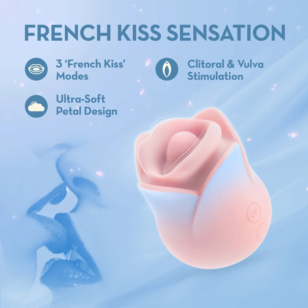 Blush Kissing Rose Tongue Clitoral Vibrator with 10 Modes