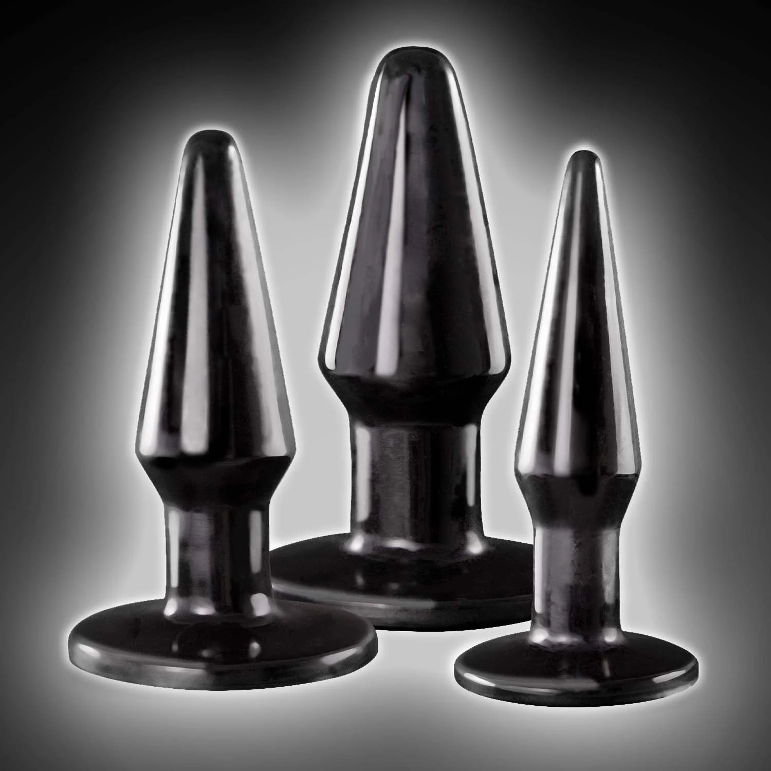 Ass-Sation 肛门训练肛塞套装 2 in Black，三种尺寸
