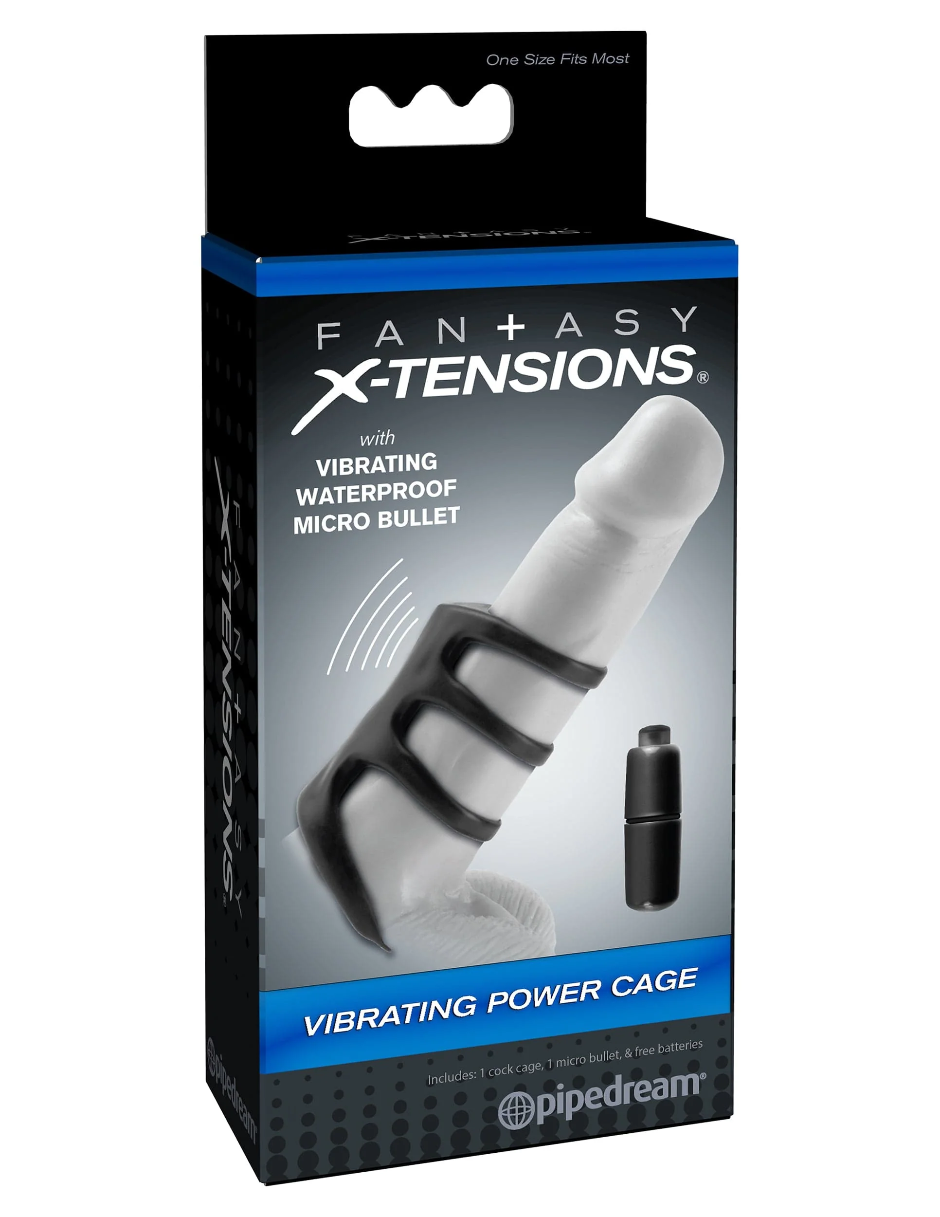 Fantasy X-Tensions Vibrating Powercage Erection Enhancer in Black
