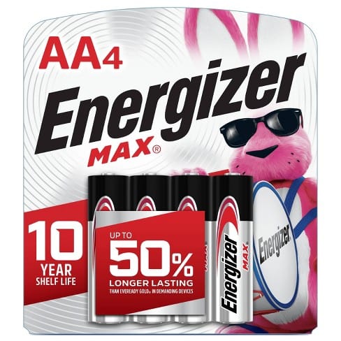 Energizer Max AA Alkaline Batteries 4 Pack Carded