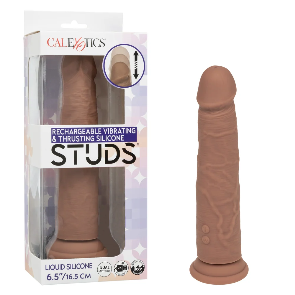 CalExotics Silicone Studs Rechargeable Vibrating and Thrusting Dildo