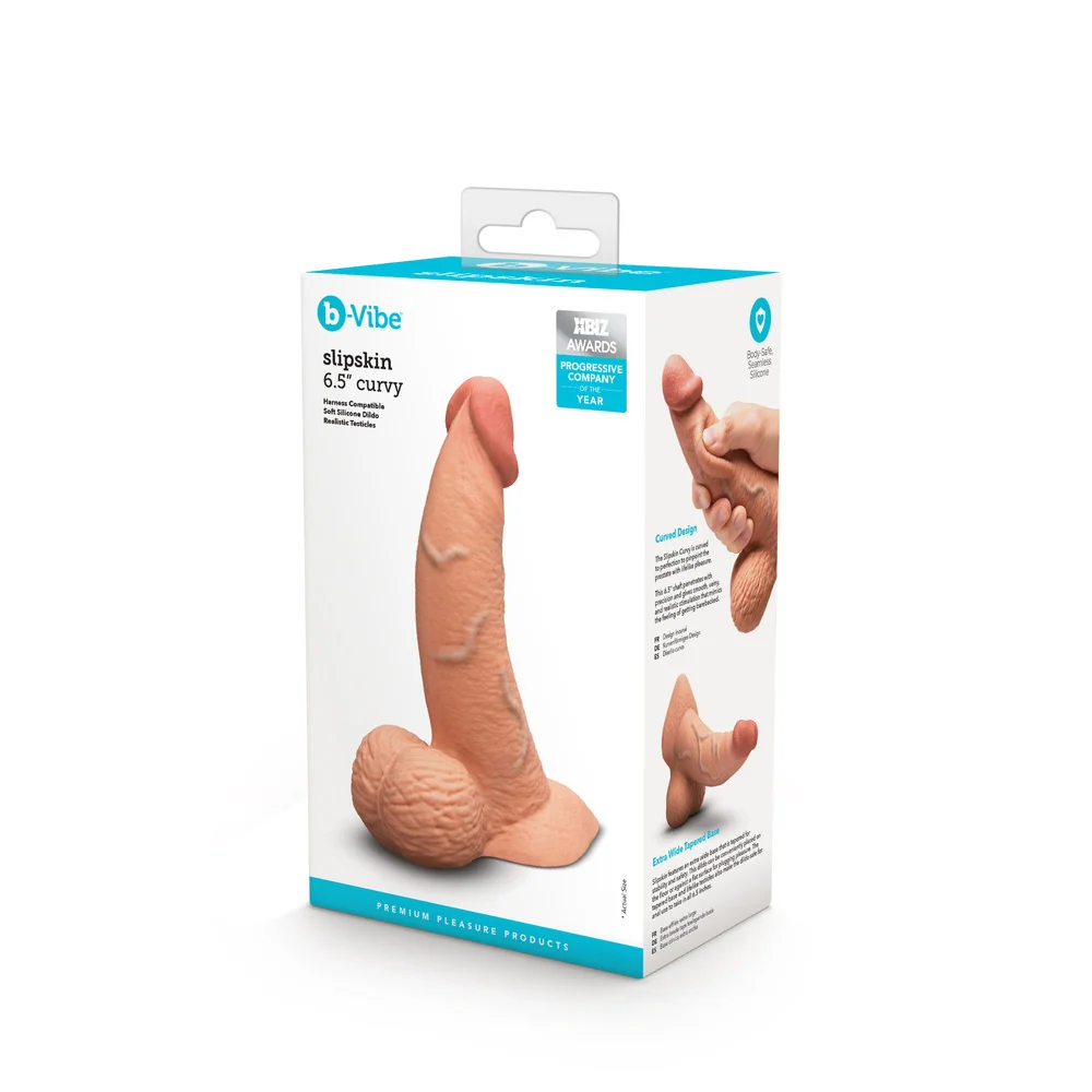 B-Vibe Slipskin Curved Realistic 6.5-Inch Silicone Dildo
