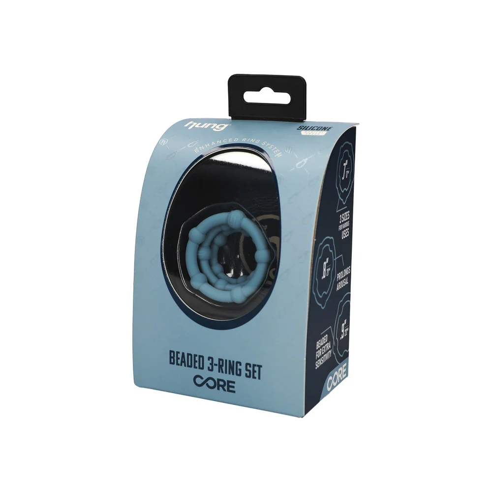 Hung Beaded 3-Ring Set in Platinum-Grade Silicone, 3 Sizes