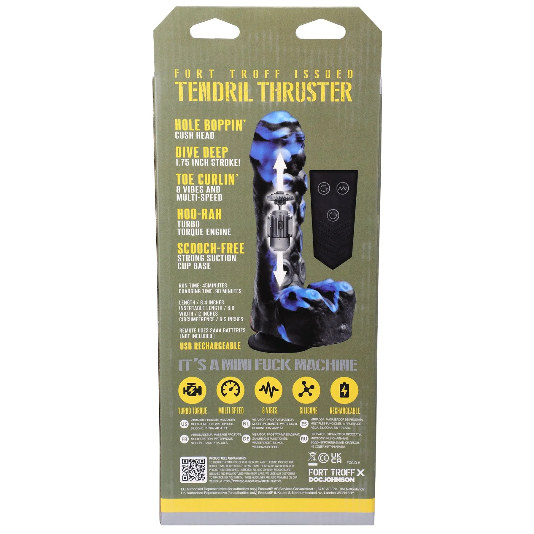 Fort Troff Tendril Thruster Textured Thrusting Dildo with Remote