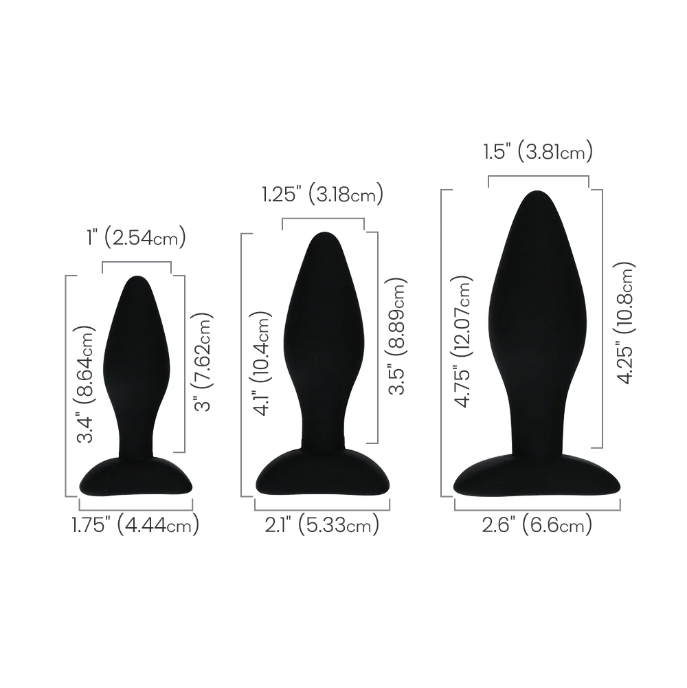硅胶肛门训练套装，含 3 个渐变塞