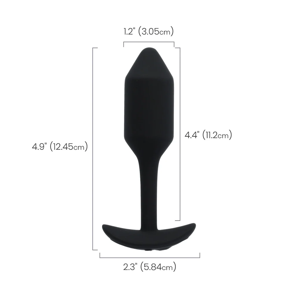 B-Vibe Vibrating Snug Plug 2 in Black for Extended Wear