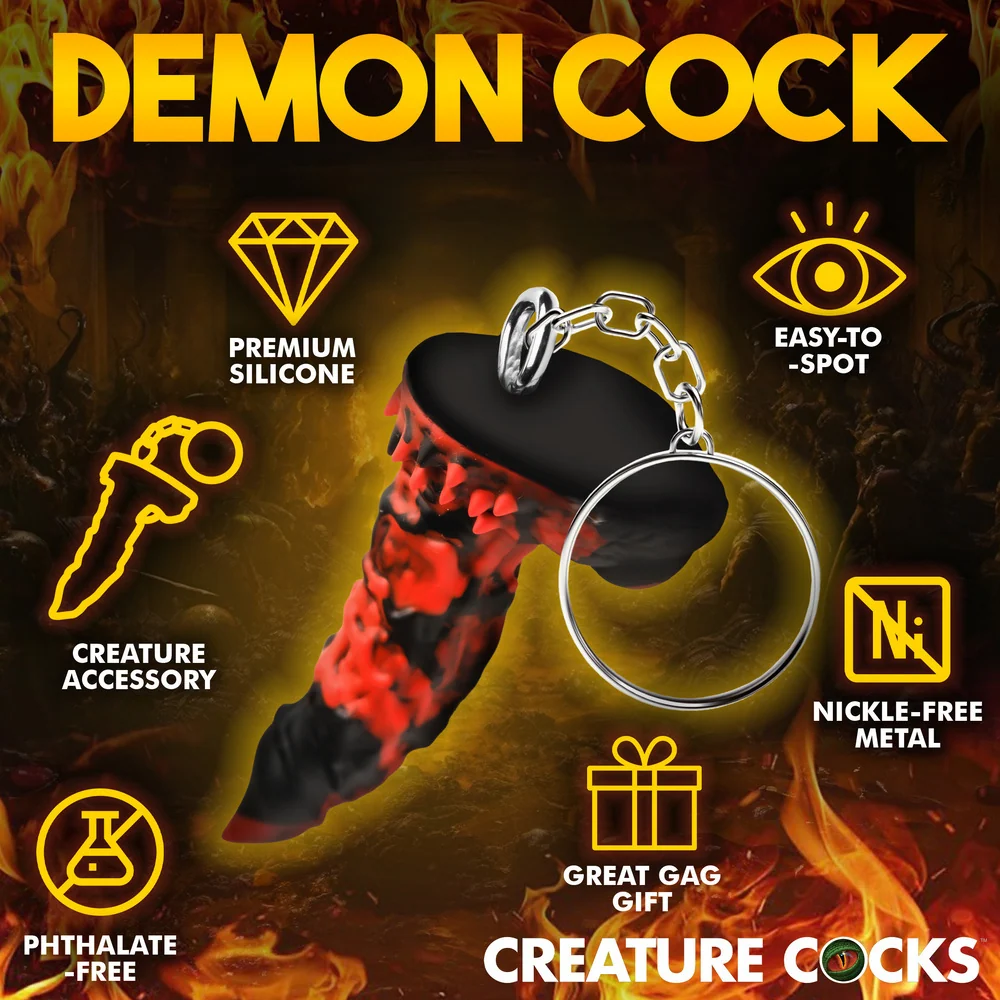 Creature Cocks Fire Demon Keychain in Body-Safe Silicone