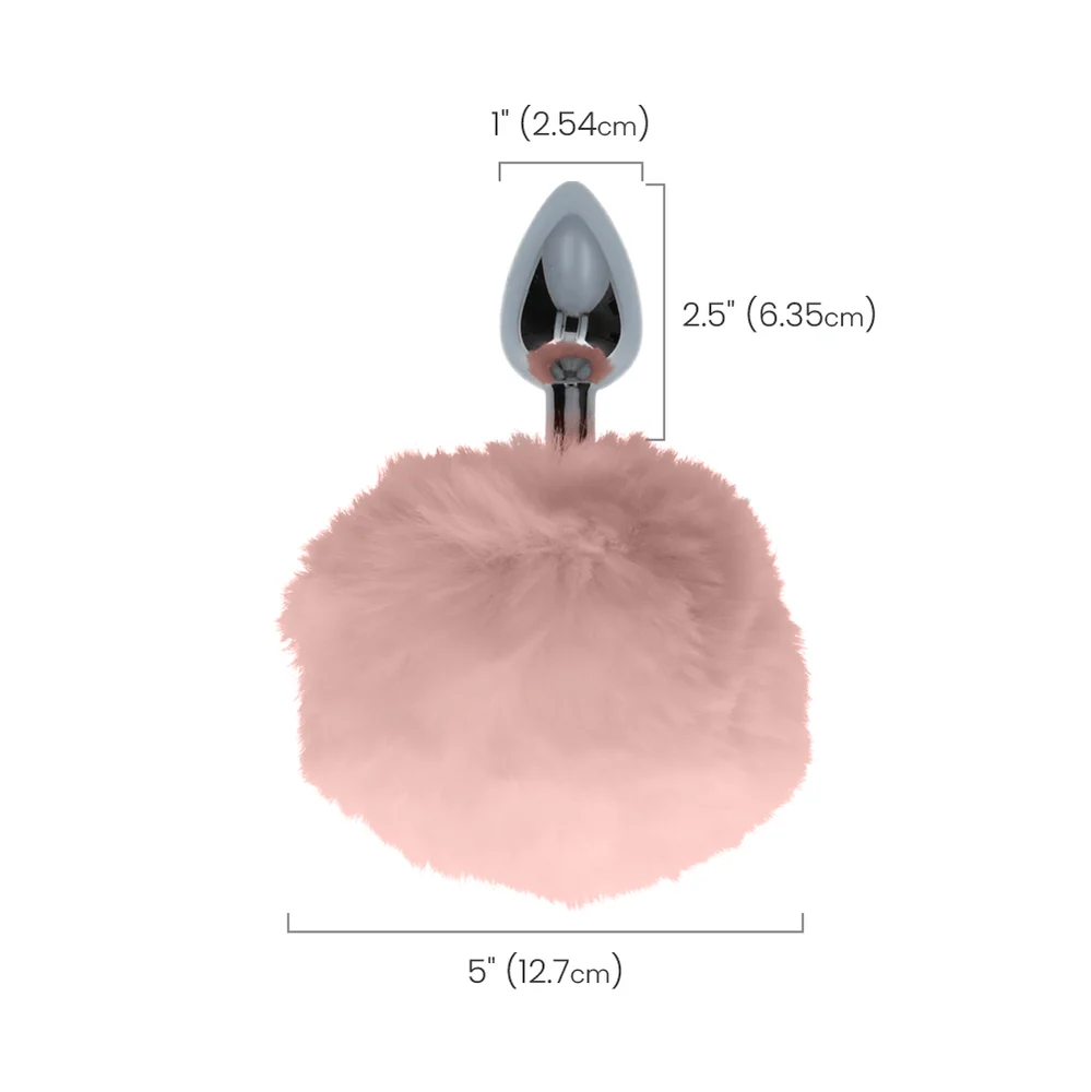 Tailz Fluffy Bunny Tail Weighted Metal Plug in Pink