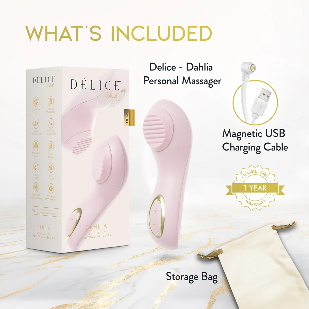 Blush Delice Dahlia Silicone Pulsing Clitoral Vibrator With Rotating Pearl