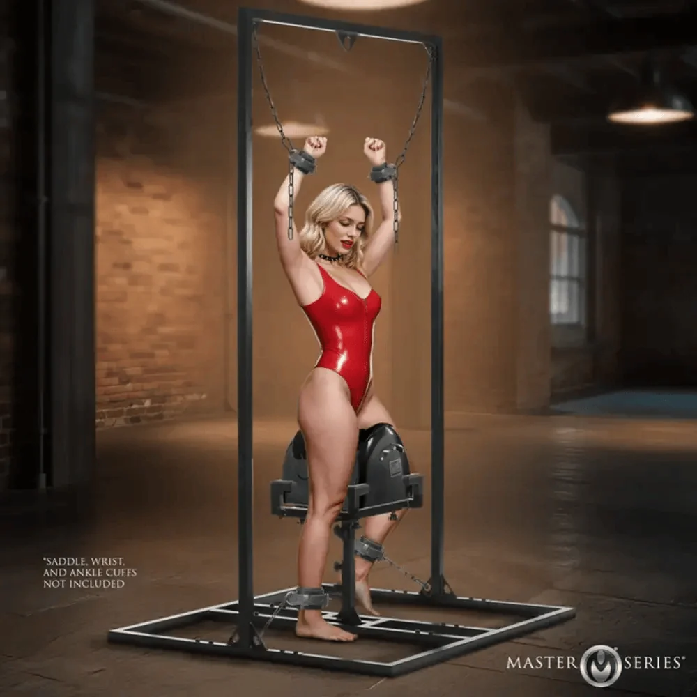 Master Series Pleasure Post Sex Saddle Frame with Chains and Cuffs