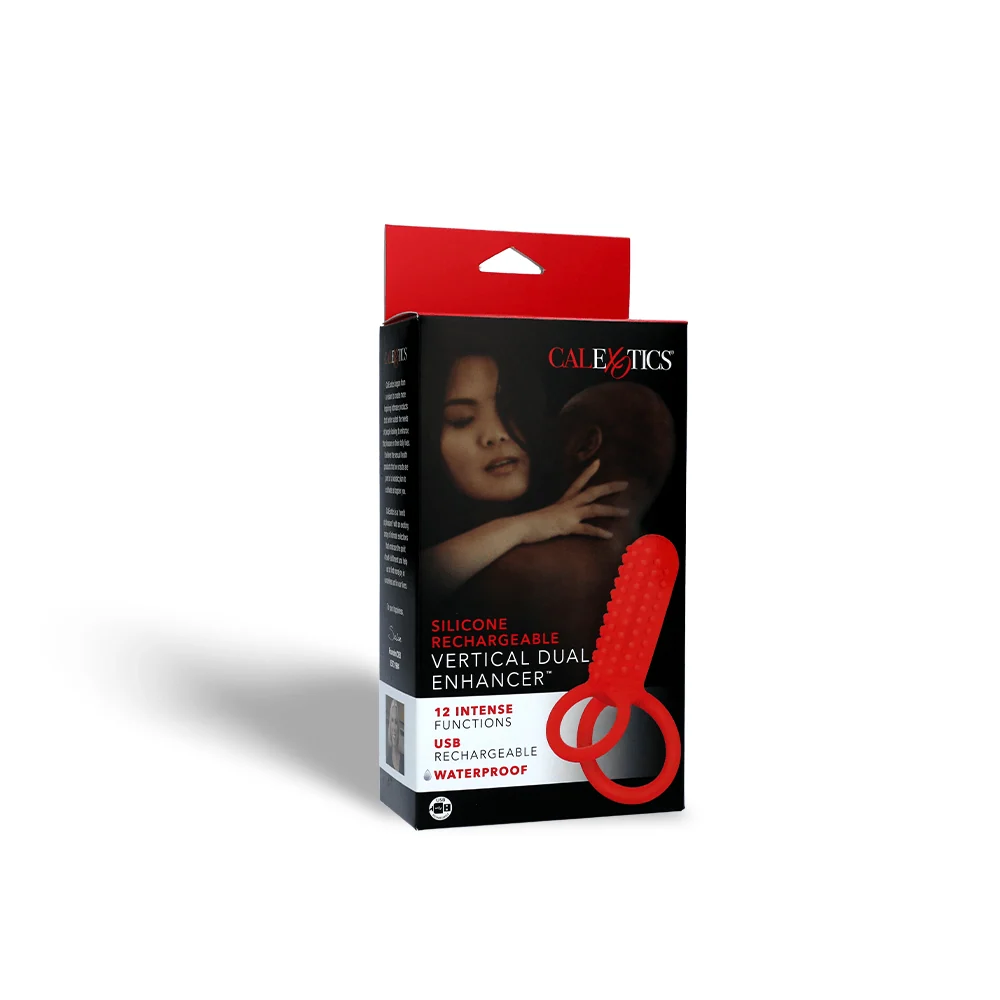 CalExotics Silicone Rechargeable Vertical Dual Enhancer Cock Ring