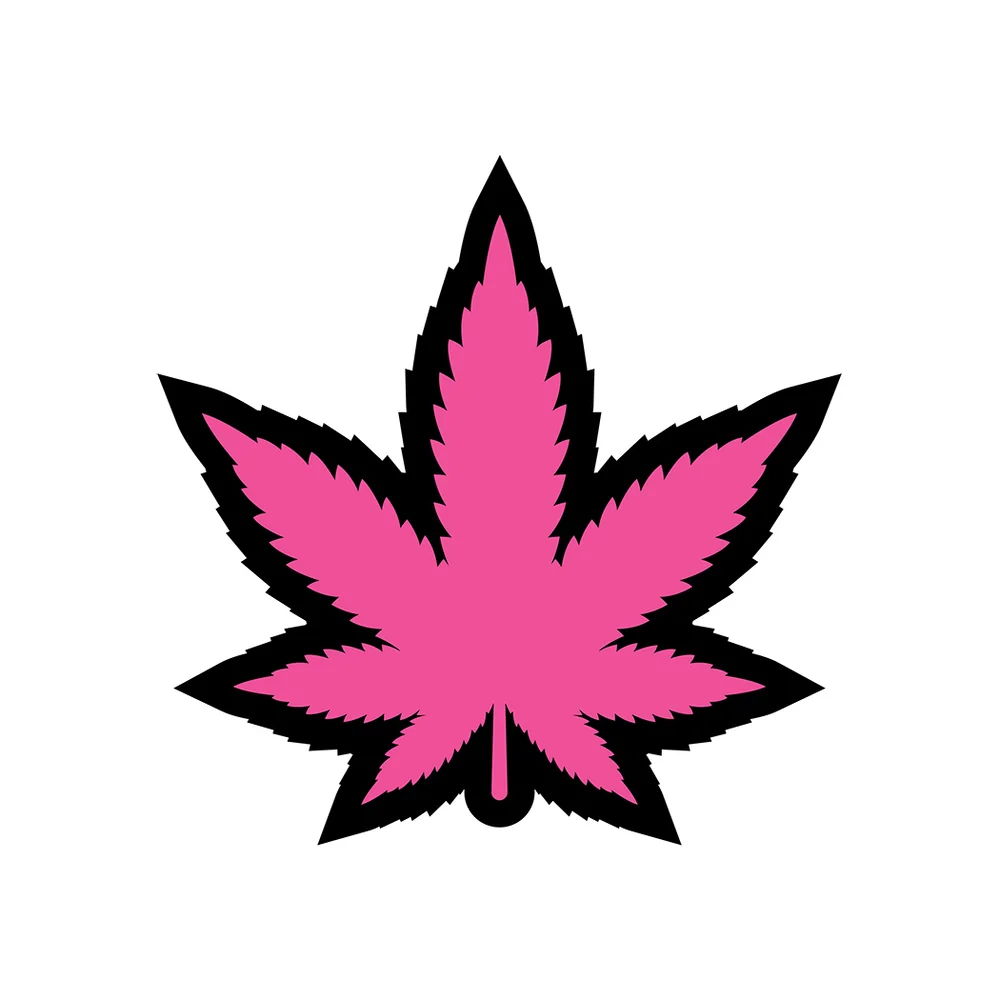 Pink Marijuana Leaf Enamel Lapel Pin for Jackets and Bags