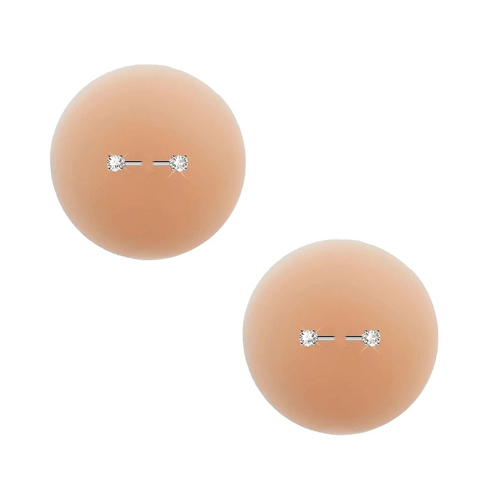 Peek-A-Boo Diamond Dazzle Reusable Silicone Nipple Pasties with Nipple Bar