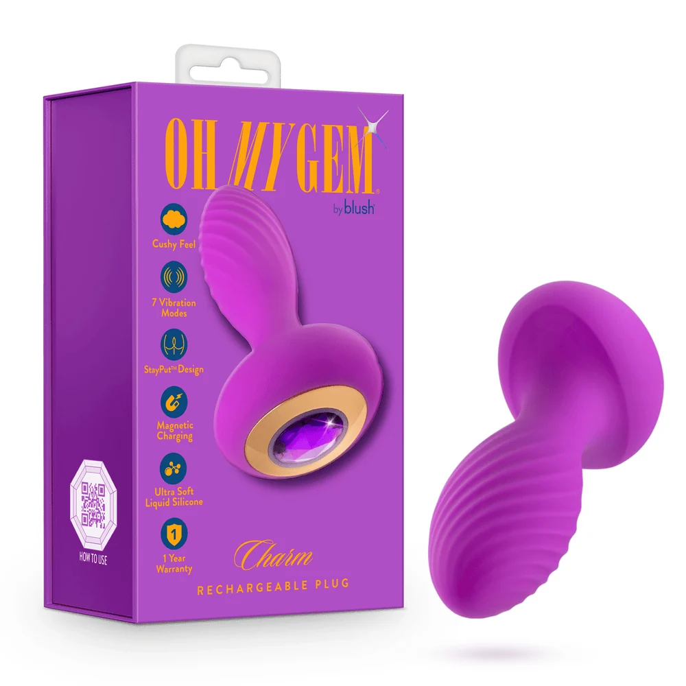 Blush Oh My Gem Charm Anal Plug with Glowing Amethyst Base