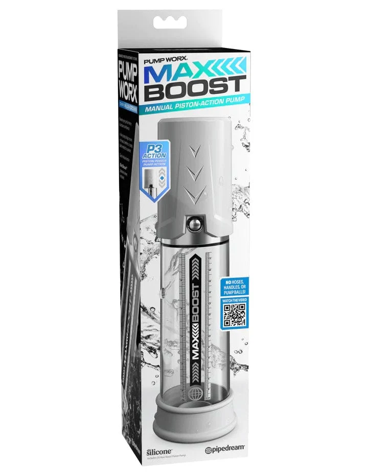 Pump Worx Max Boost 手动活塞式阴茎泵，辅助勃起