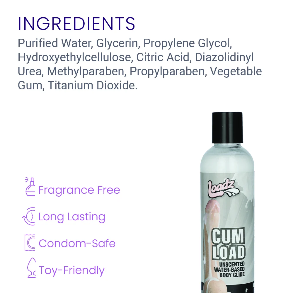 Loadz Jizz Unscented Water-Based Lube 8oz Thick Creamy Formula