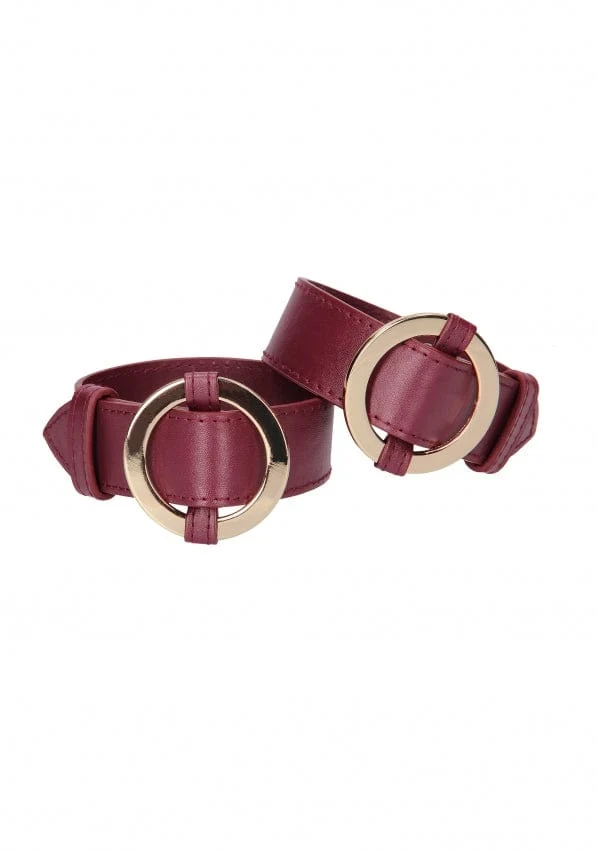 OUCH! Halo Universal Cuffs in Leather Look with Golden Decorations