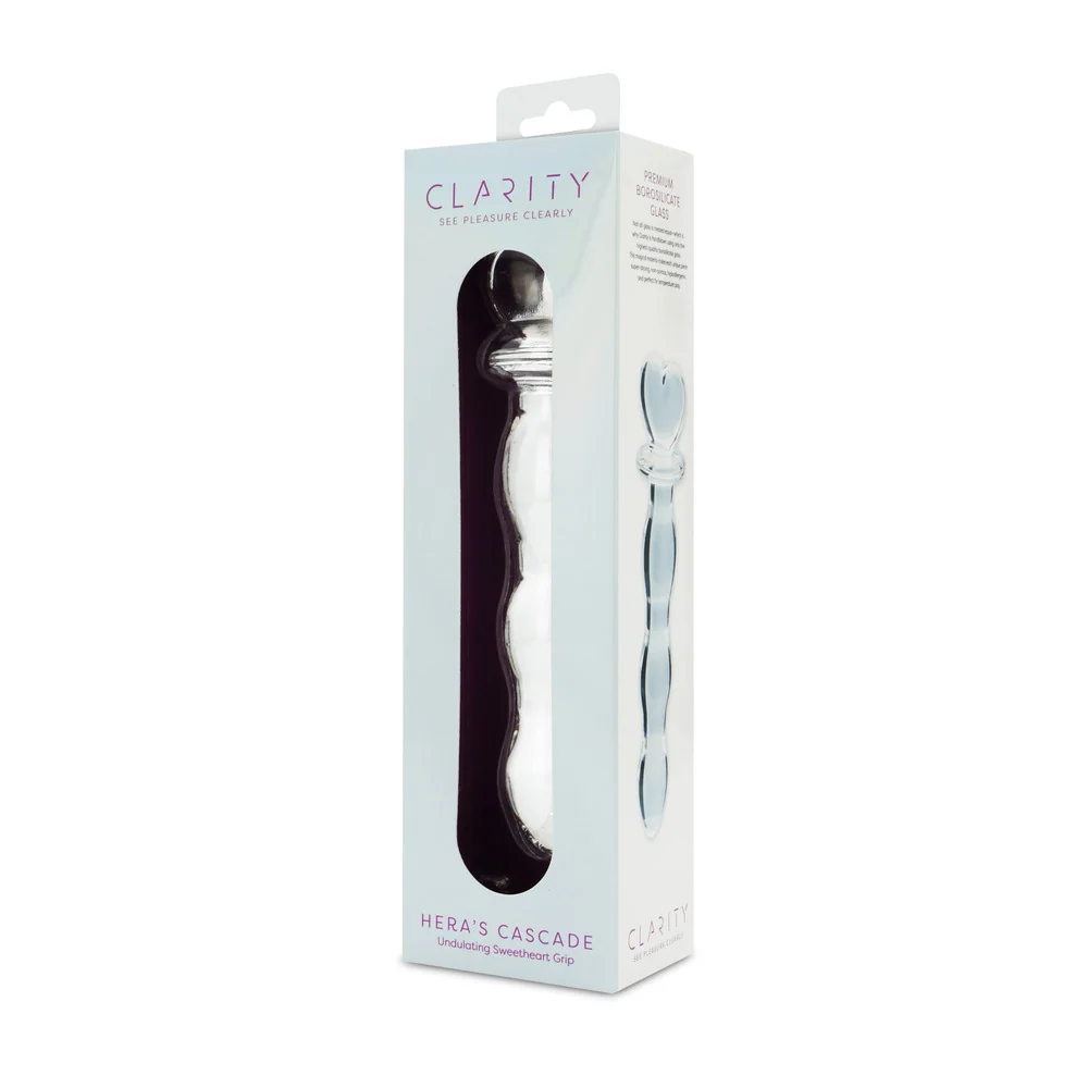 Clarity Hera's Cascade 5.9-Inch Glass Dildo with Heart-Shaped Handle