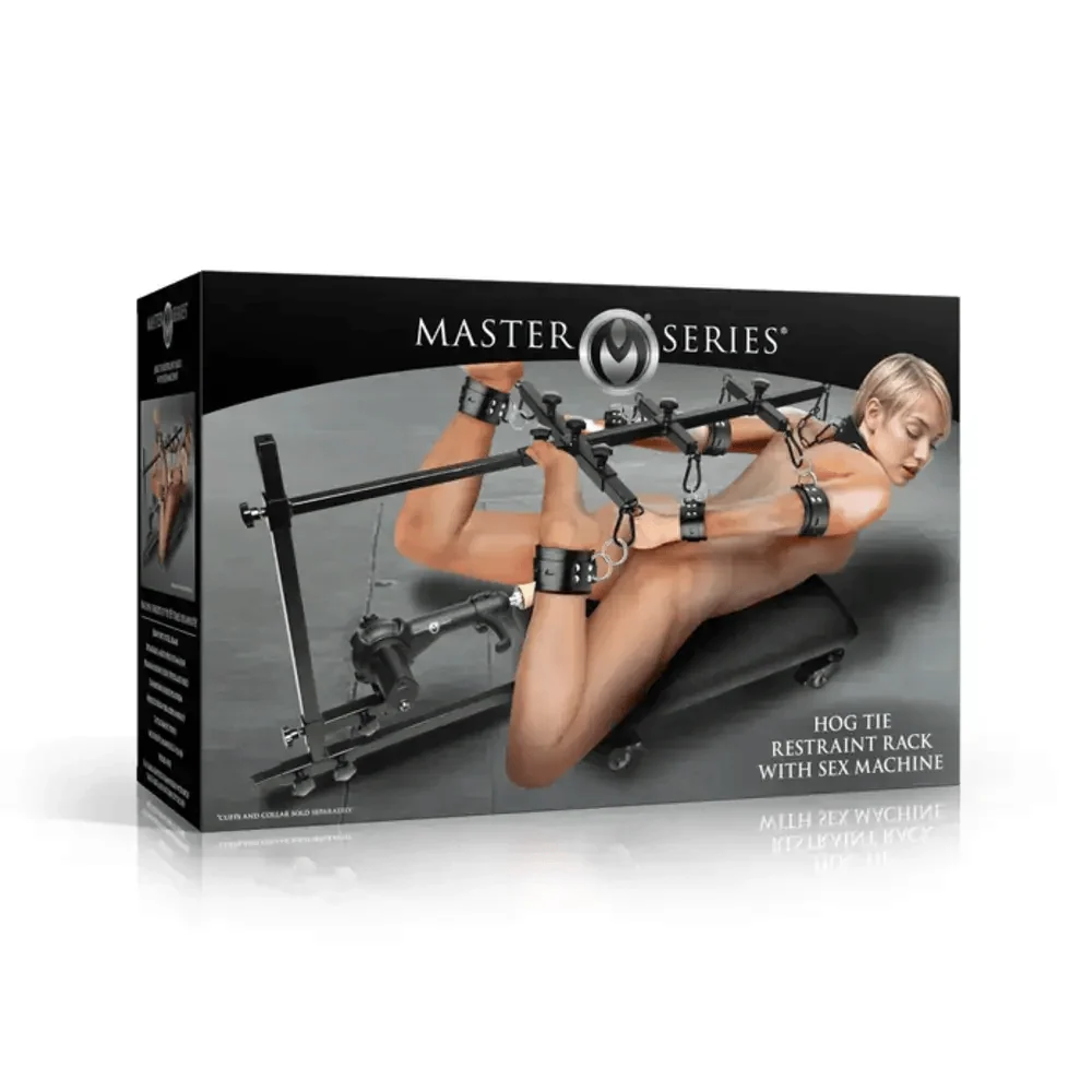 Master Series Hog Tie Restraint Rack with Sex Machine and Padded Platform