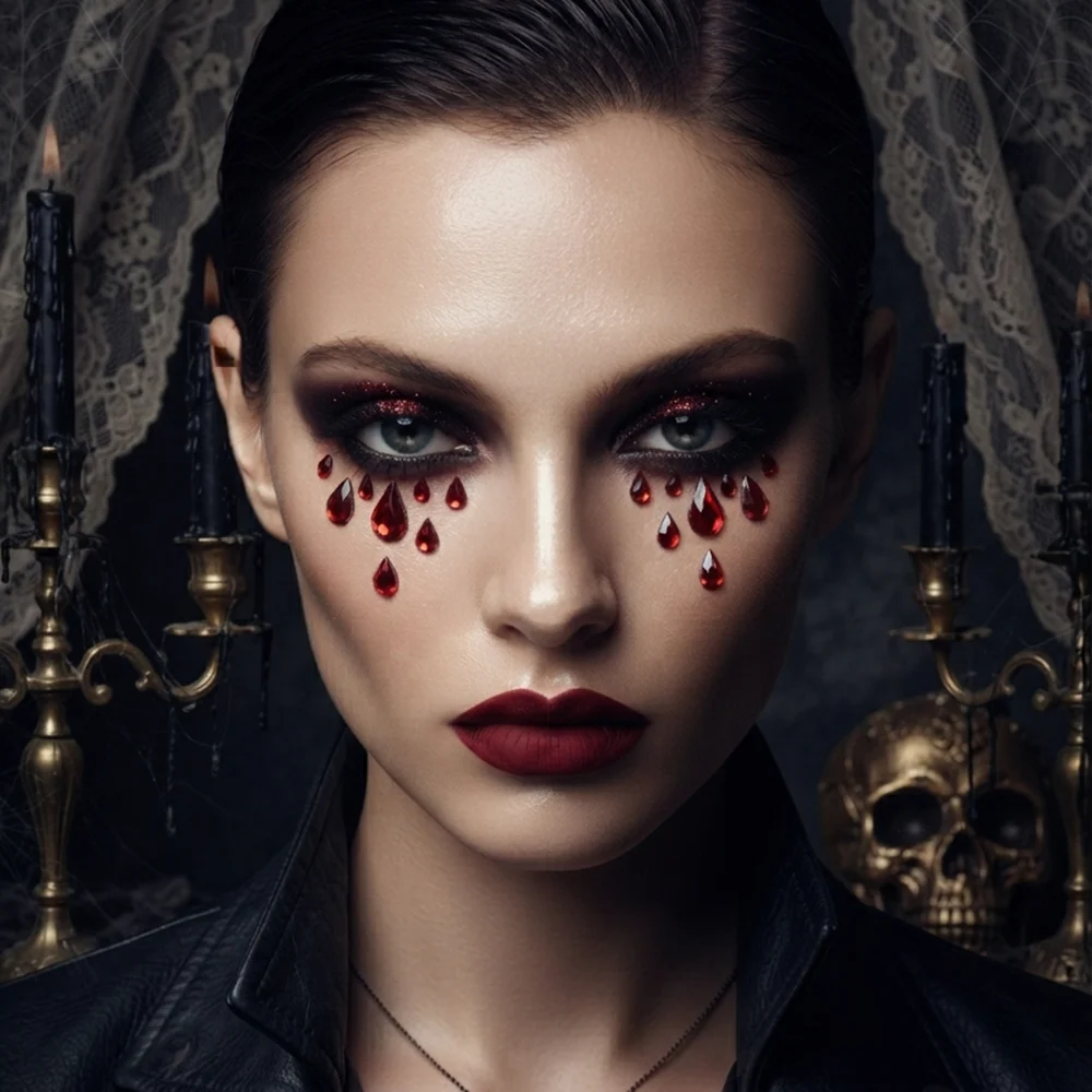 Neva Nude Bloody Brilliant Red Iridescent Crystal Face and Body Jewels