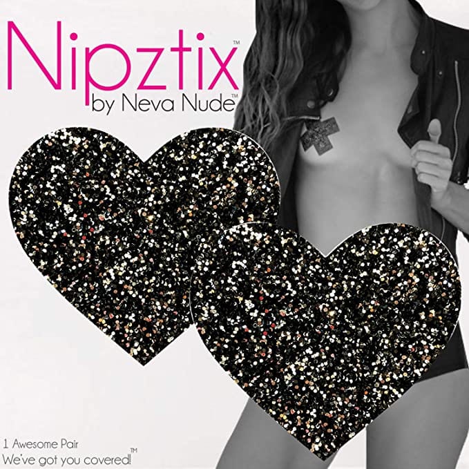 Black Gunmetal Ballerina Bling Heart Nipztix Pasties