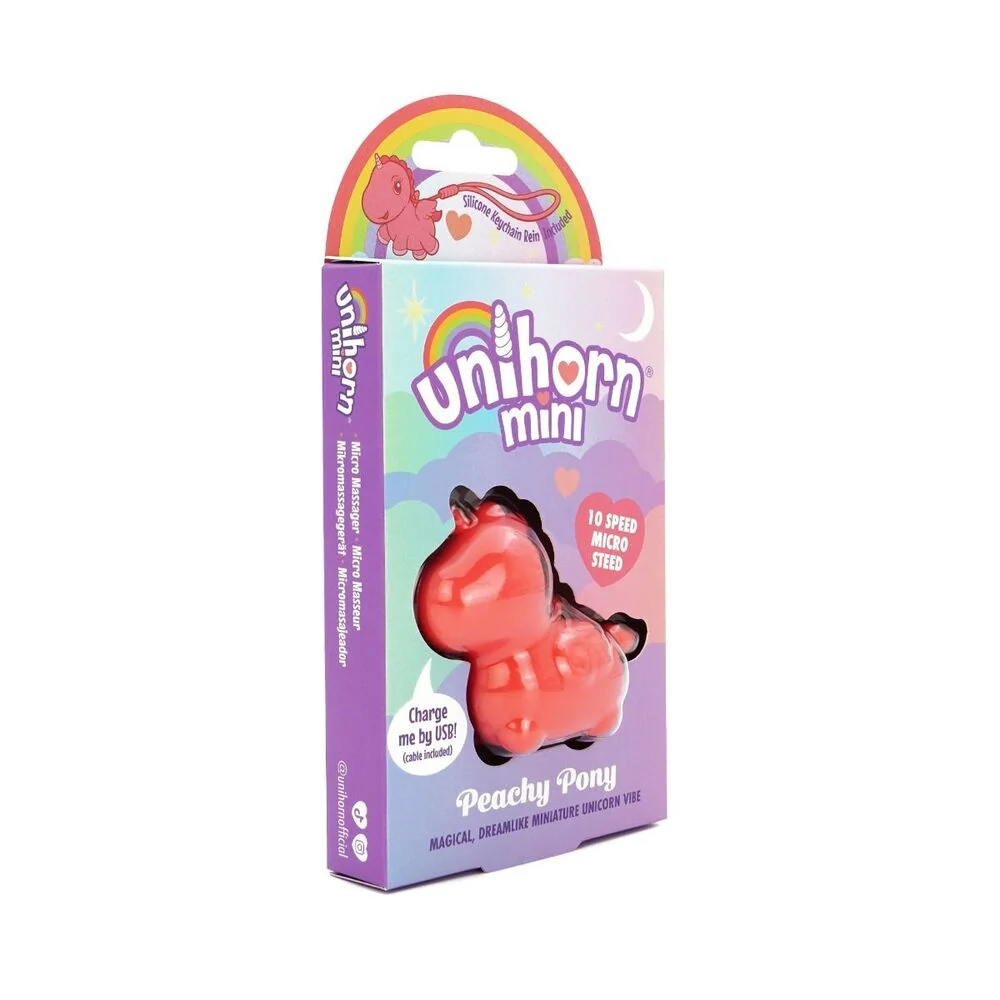 Unihorn Peachy Pony Mini Vibrator with 10 Speeds and Keyring Loop