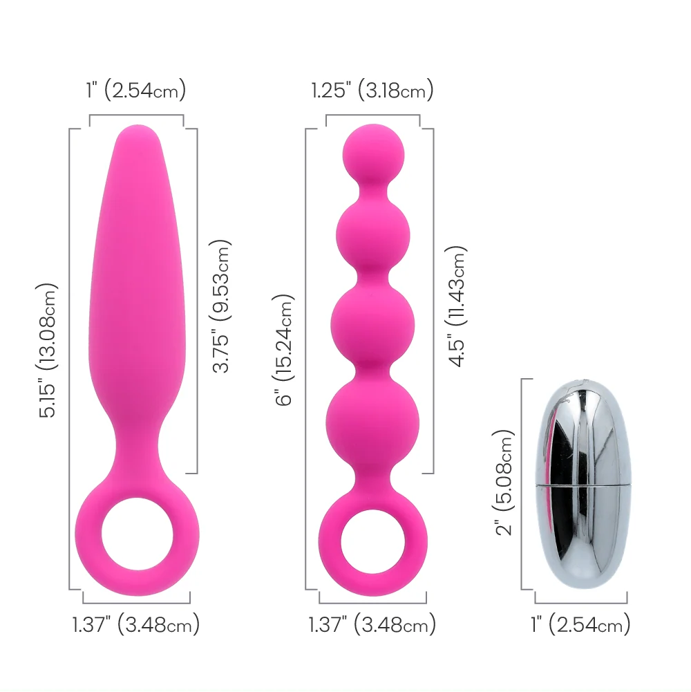 Booty Call® Vibro Kit in Pink, 3-Piece Anal Toy Set with Bullet