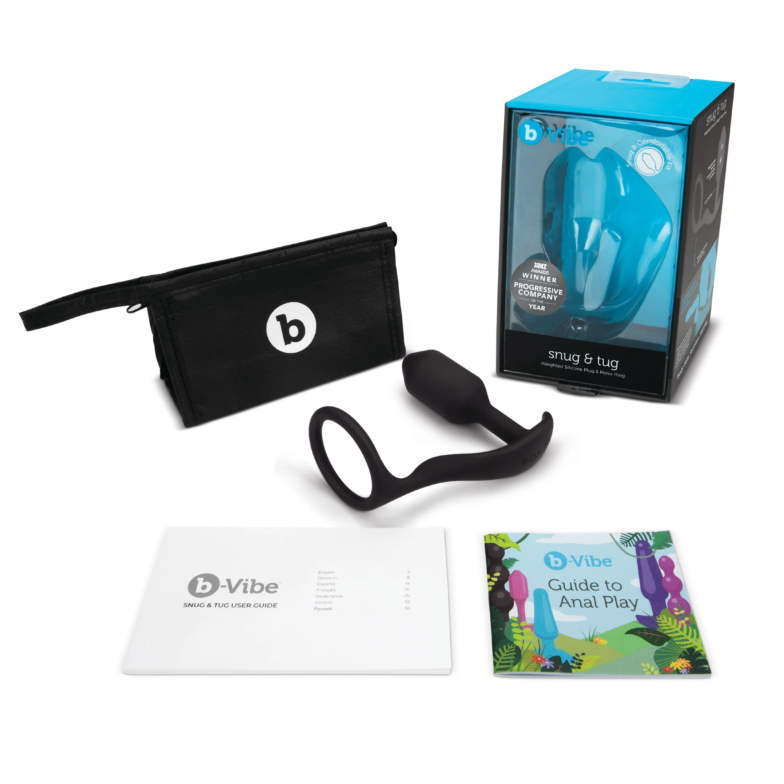 B-Vibe Snug & Tug 加重肛塞与阴茎环套装