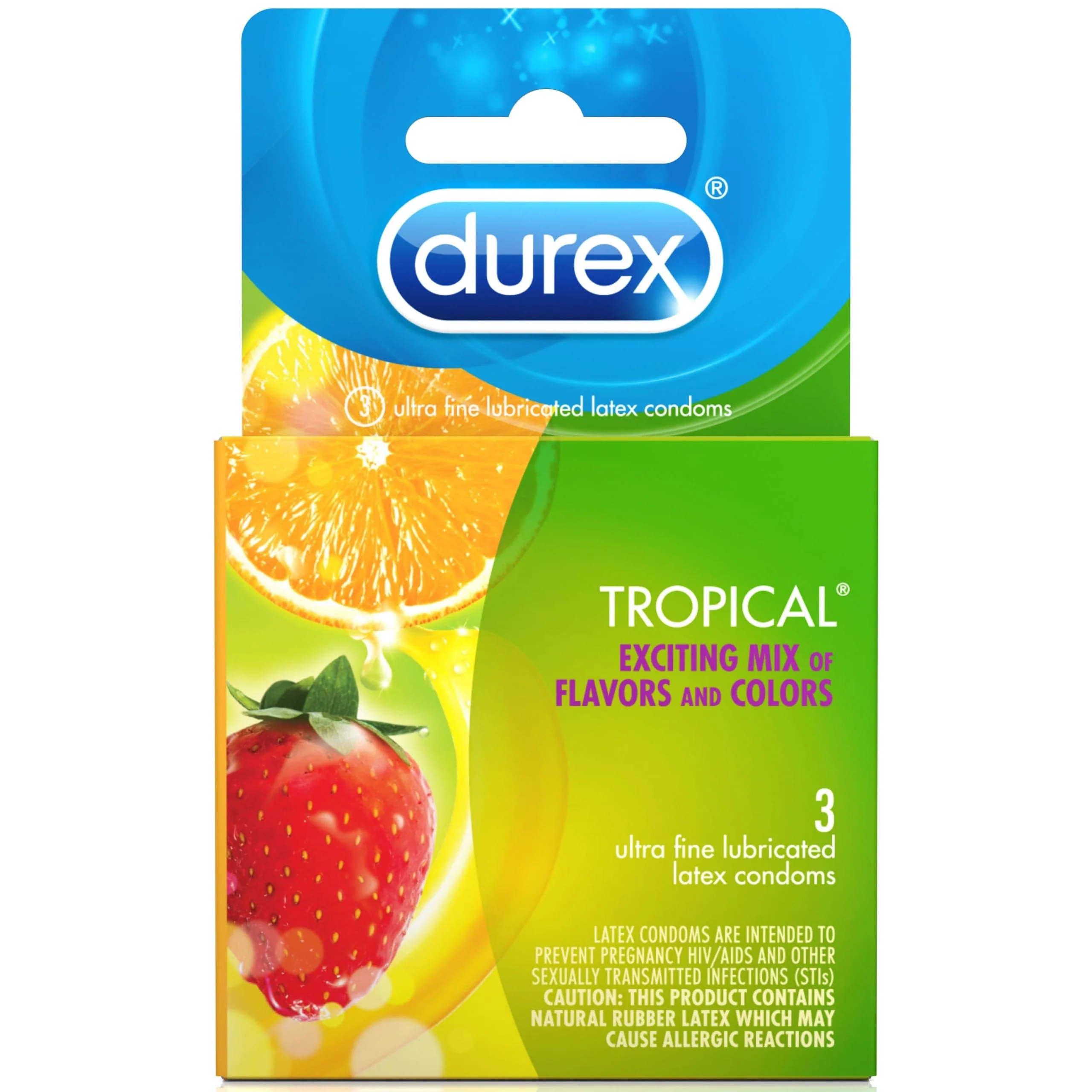 Durex Tropical Flavors Condoms 3 Pack Assorted Fruit