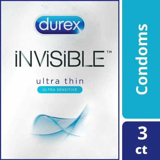 Durex Invisible Ultra Thin Lubricated Latex Condoms 3 Pack