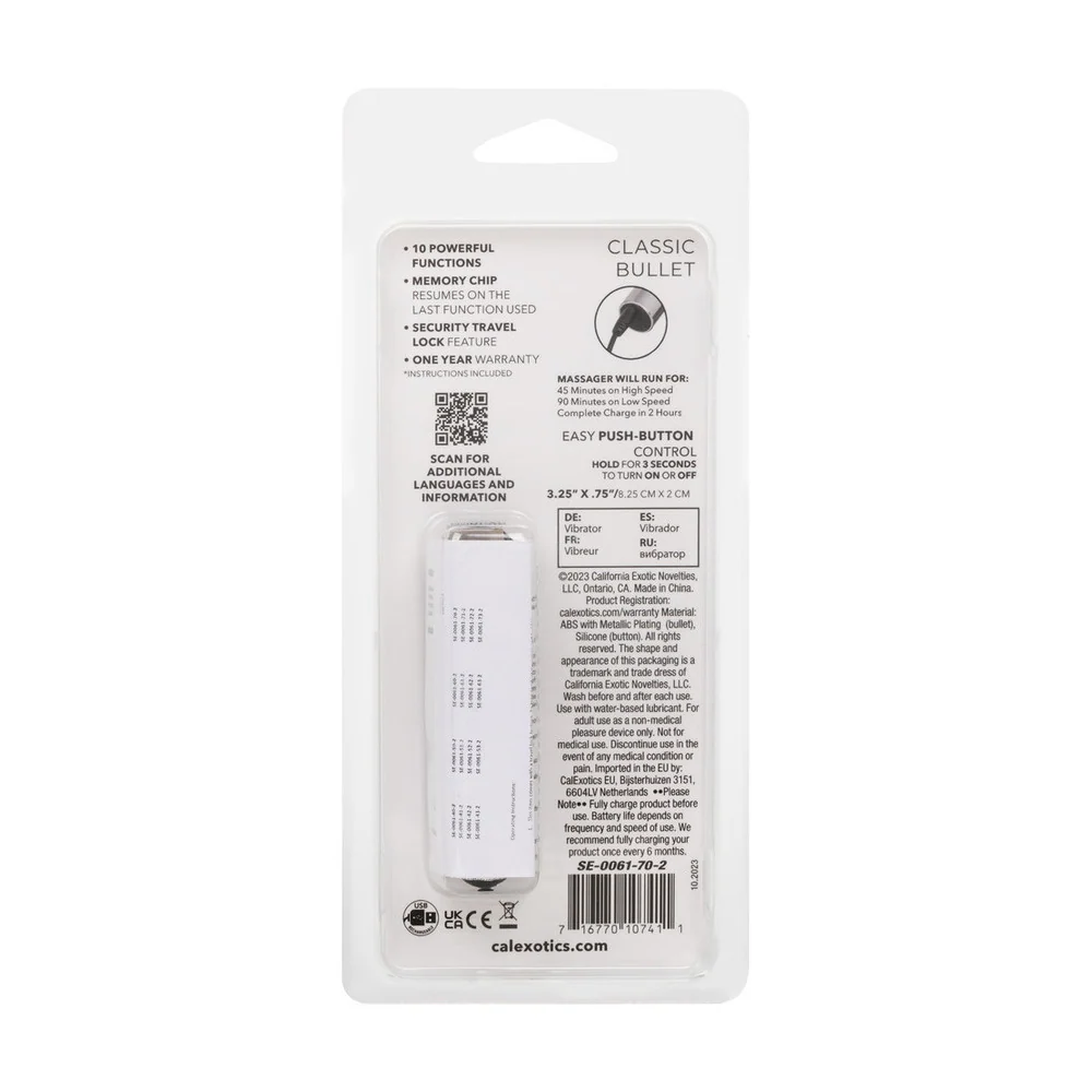 Turbo Buzz Classic Bullet — 10-Function Waterproof Rechargeable Stimulator