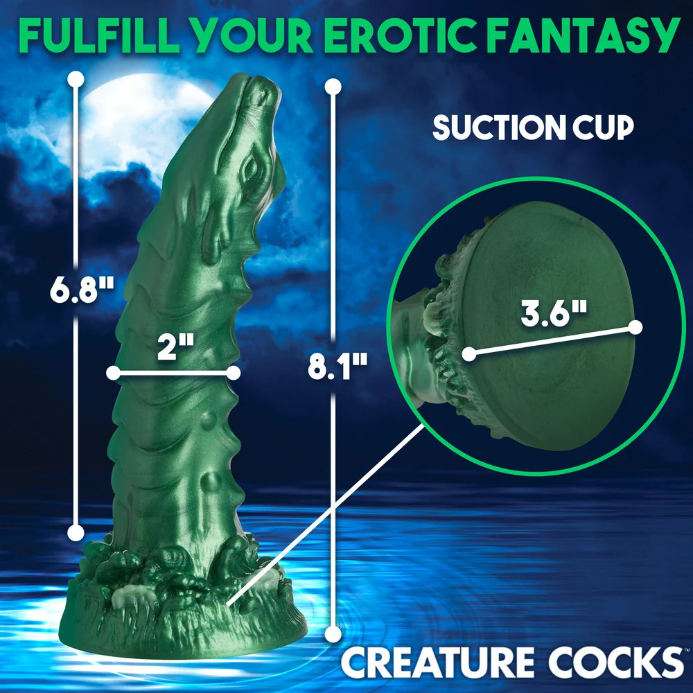 Creature Cocks Cockness Monster Lake Creature Iridescent Green Silicone Dildo
