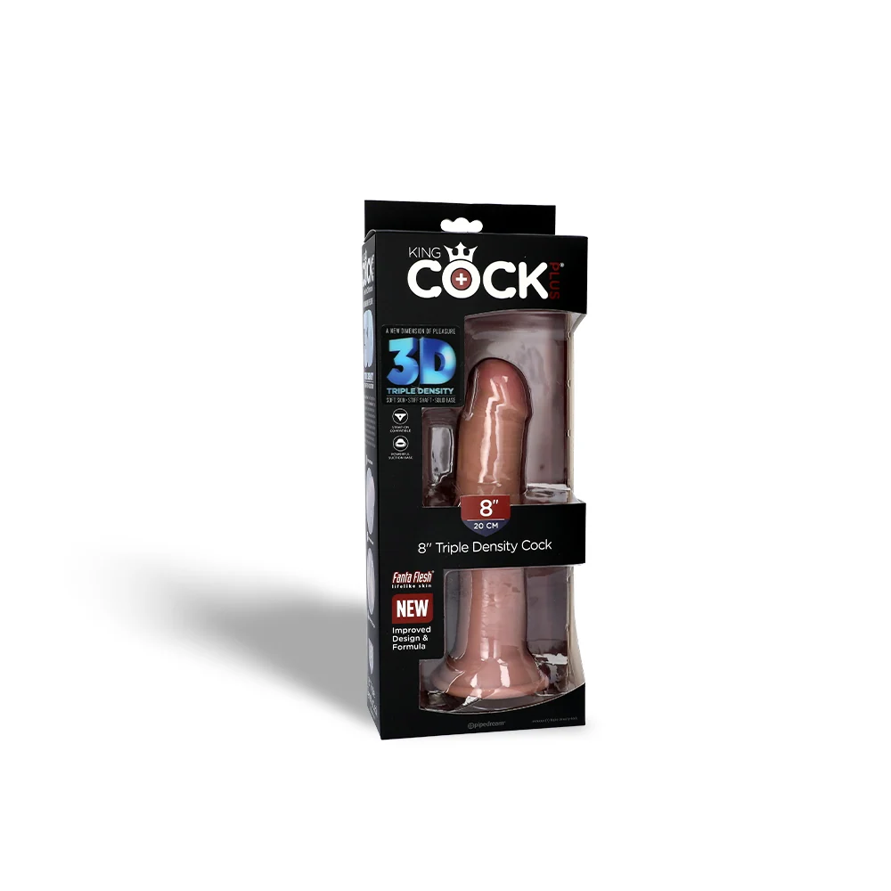 King Cock Plus 8" 三重密度阴茎带吸盘