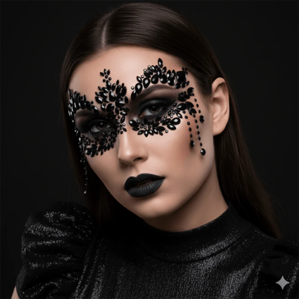 Neva Nude Prima Donna Black Crystal Masquerade Face Sticker