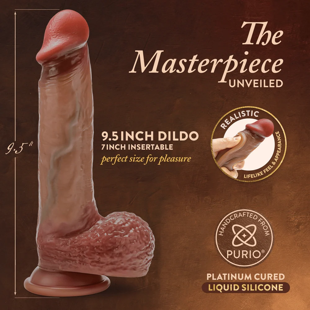 Blush Renaissance Raphael 9.5 Inch Sliding Foreskin Dildo with Squeezable Balls Tan