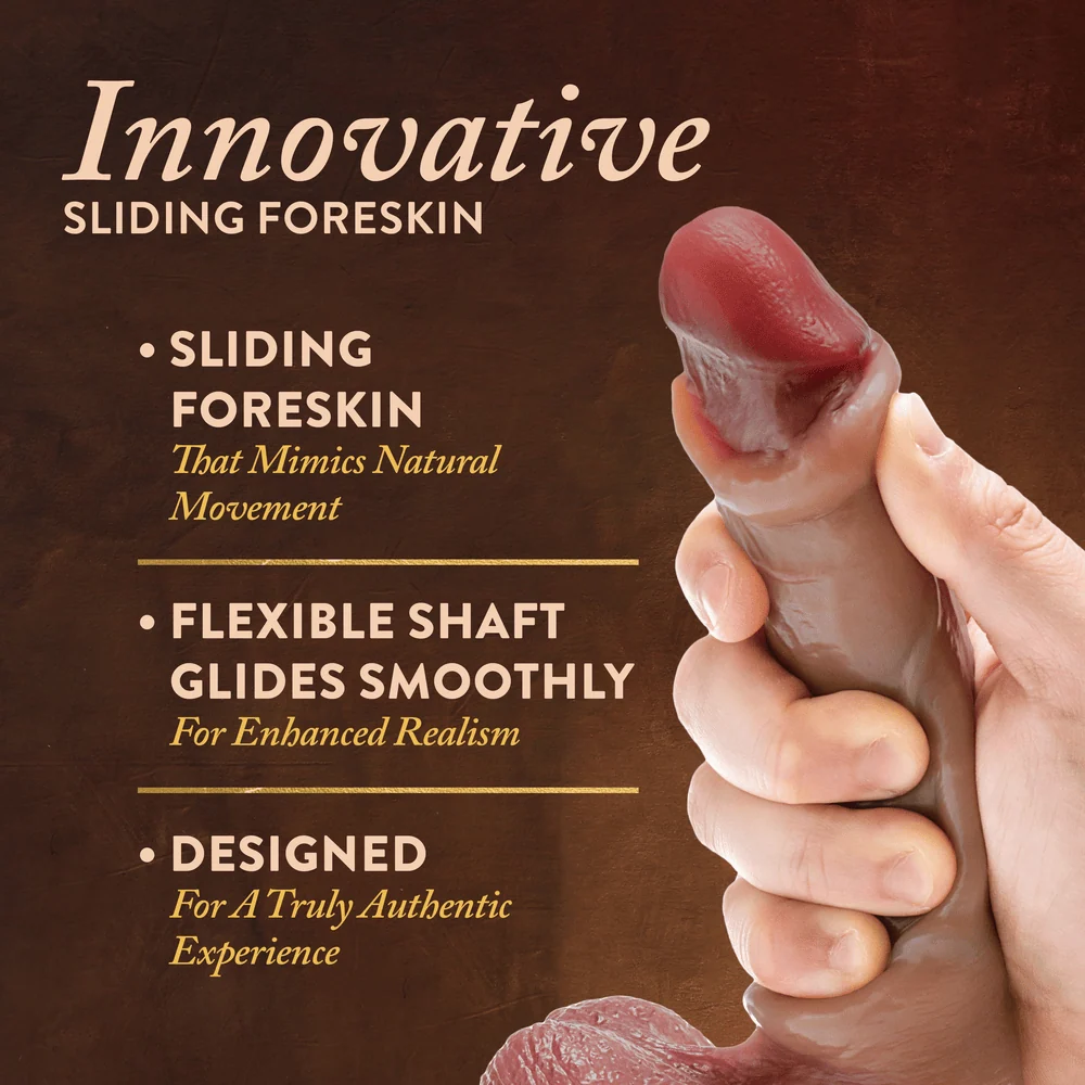 Blush Renaissance DaVinci 8 Inch Realistic Dildo with Sliding Foreskin in Tan