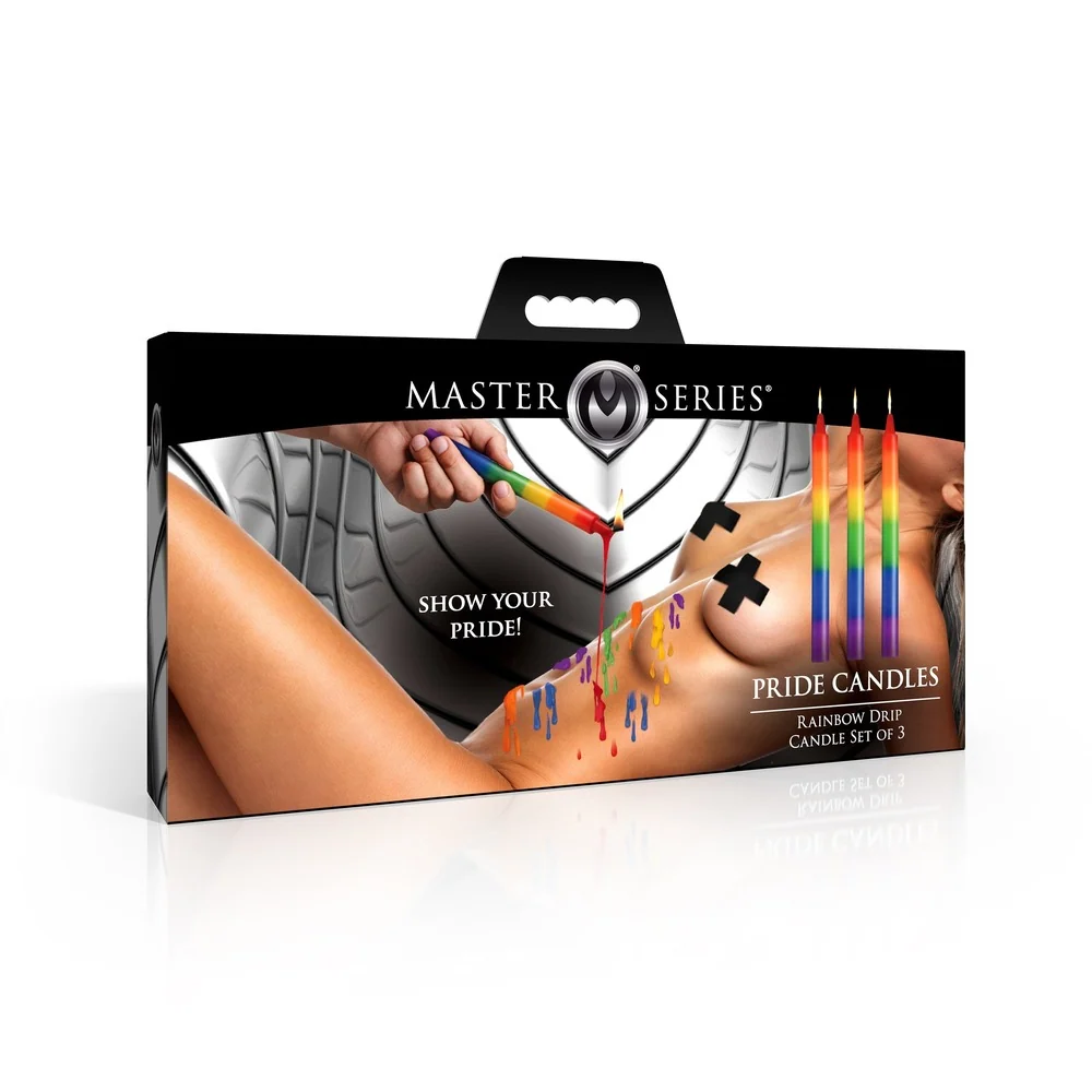 Master Series Pride Rainbow Drip Candles, 3 Pack